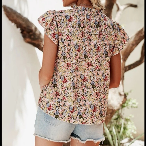 Boho half button floral print blouse - Picture 3 of 8